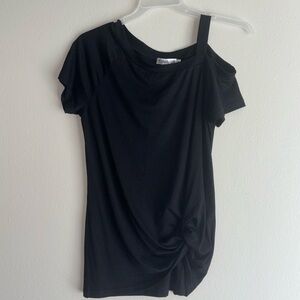 TEMPO Paris Black One-Shoulder Knot Front Top